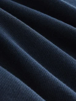 Online Next Stag Logo N.Premium Regular Fit 100% Cotton Premium Quarter Zip Jumper Navy Blue