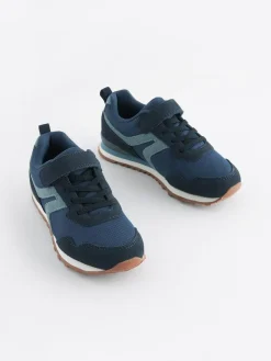 Hot Next Standard Fit (F) One Strap Elastic Lace Trainers Navy Blue