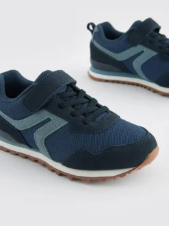 Hot Next Standard Fit (F) One Strap Elastic Lace Trainers Navy Blue