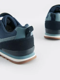 Hot Next Standard Fit (F) One Strap Elastic Lace Trainers Navy Blue