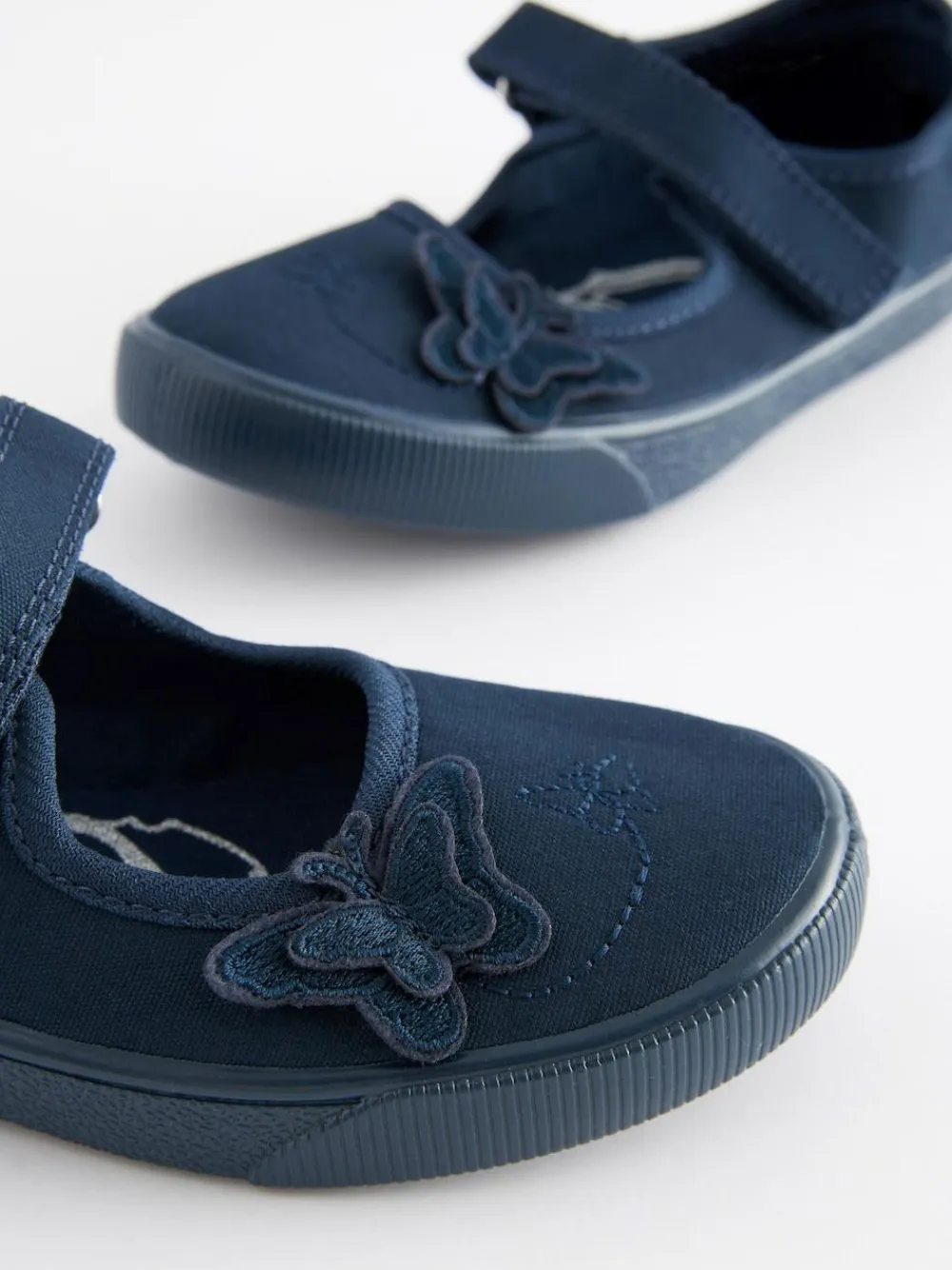 Next Standard Fit (F) Butterfly Embroidered School Plimsoll Shoes^ Shoes