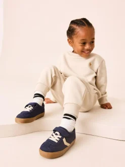 Sale Next Navy Blue Standard Fit (F) Touch Fastening Elastic Lace Trainers