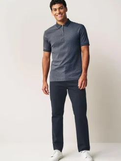 Online Next Straight Fit 100% Cotton Chino Trousers Navy Blue
