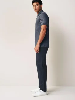 Online Next Straight Fit 100% Cotton Chino Trousers Navy Blue