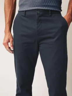 Online Next Straight Fit 100% Cotton Chino Trousers Navy Blue