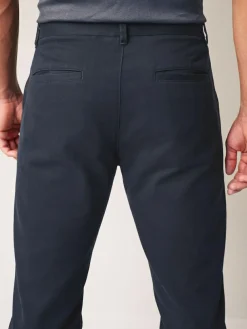 Online Next Straight Fit 100% Cotton Chino Trousers Navy Blue