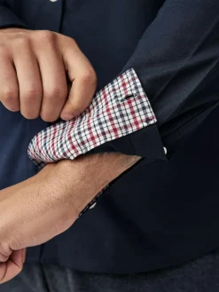 Next Navy Blue Stretch Oxford Long Sleeve Shirt^ Occasionwear|Shirts