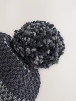 Discount Next Navy Blue Stripe Bobble Hat