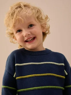 Next Navy Blue Stripe Knitted Jumper (3mths-7yrs)^BOY Knitwear|Knitwear