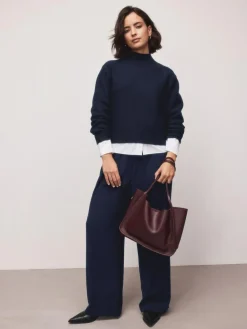 Outlet Next Supersoft High Neck Seam Detail Jumper Navy Blue