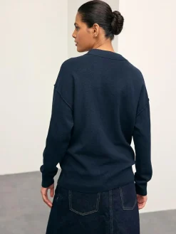 Next Navy Blue Supersoft V-Neck Cardigan With Pockets