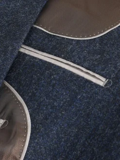 Next Tailored Fit Signature Abraham Moon 100% British Wool Donegal Suit Jacket Navy Blue