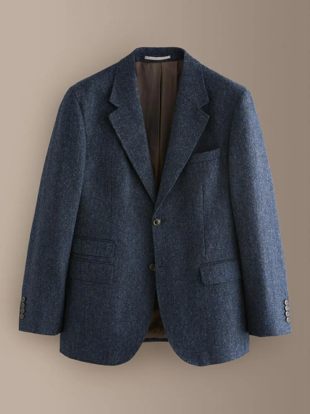 Next Tailored Fit Signature Abraham Moon 100% British Wool Donegal Suit Jacket Navy Blue