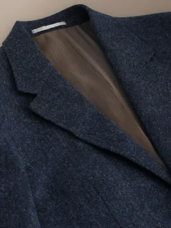 Next Tailored Fit Signature Abraham Moon 100% British Wool Donegal Suit Jacket Navy Blue