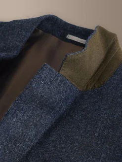 Next Tailored Fit Signature Abraham Moon 100% British Wool Donegal Suit Jacket Navy Blue