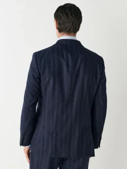 New Next Navy Blue Tailored Fit Striped Wool Blend Suit Jacket
