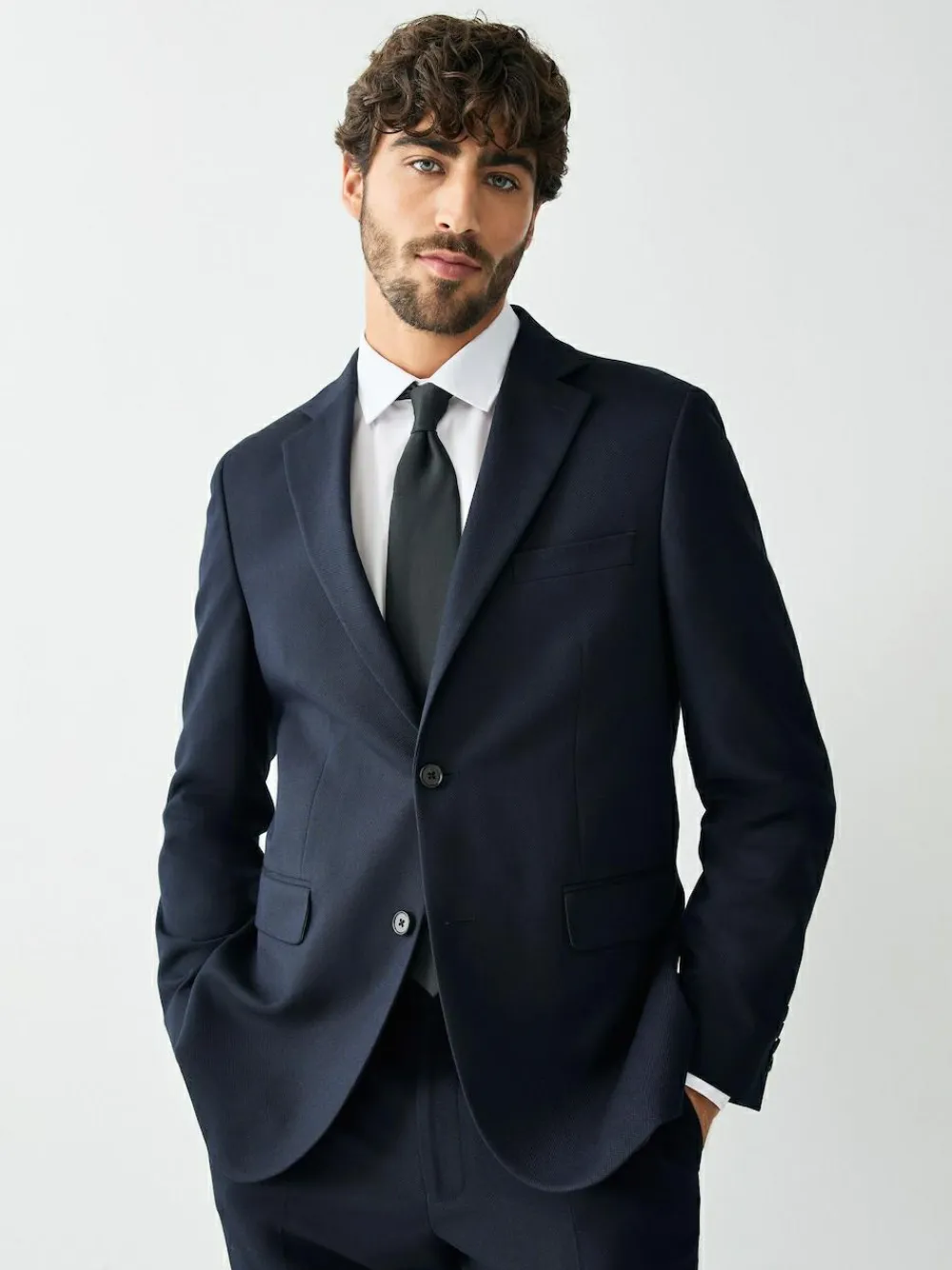 Clearance Next Tailored Fit Textured Suit Jacket Navy Blue