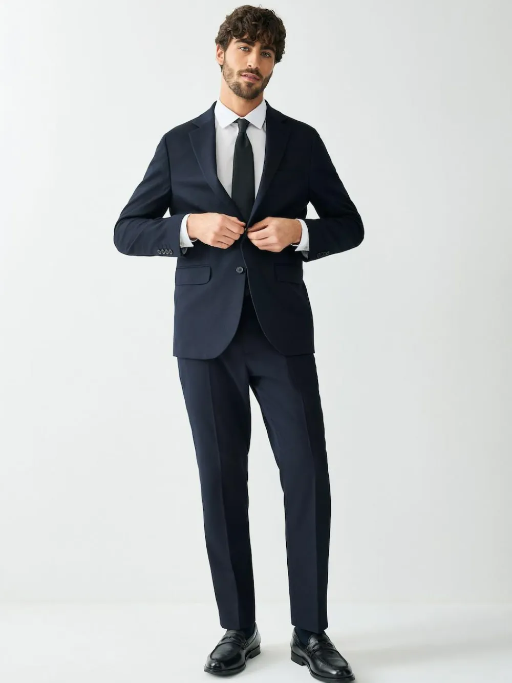 Clearance Next Tailored Fit Textured Suit Jacket Navy Blue