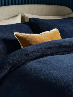 Next Navy Blue Teddy Fleece Duvet Cover and Pillowcase Set^ Bedsets & Duvet Covers
