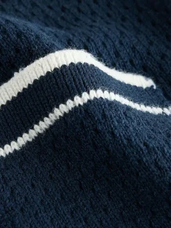 Sale Next Textured Revere Collar Knitted Polo Shirt and Shorts Set (3mths-10yrs) Navy Blue