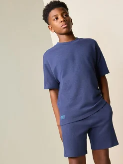 Hot Next Textured Short Sleeve T-Shirt and Shorts Set (3-16yrs) Navy Blue