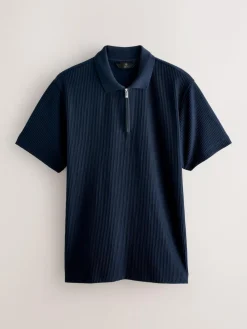 Next Textured Smart Zip Neck Polo Shirt^ Tops & T-Shirts