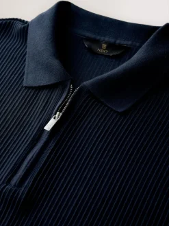 Next Textured Smart Zip Neck Polo Shirt^ Tops & T-Shirts