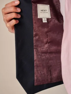 Next Navy Blue Textured Suit Waistcoat^ Vests