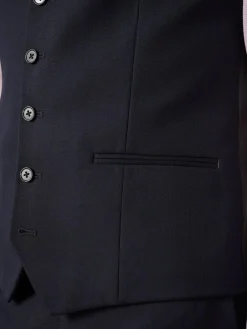 Next Navy Blue Textured Suit Waistcoat^ Vests