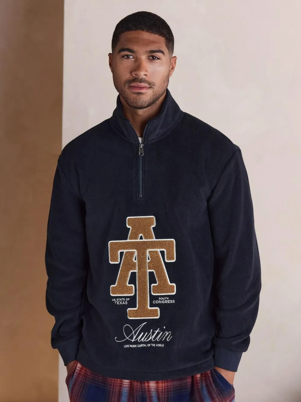 New Next Thermal Fleece Half Zip Navy Blue
