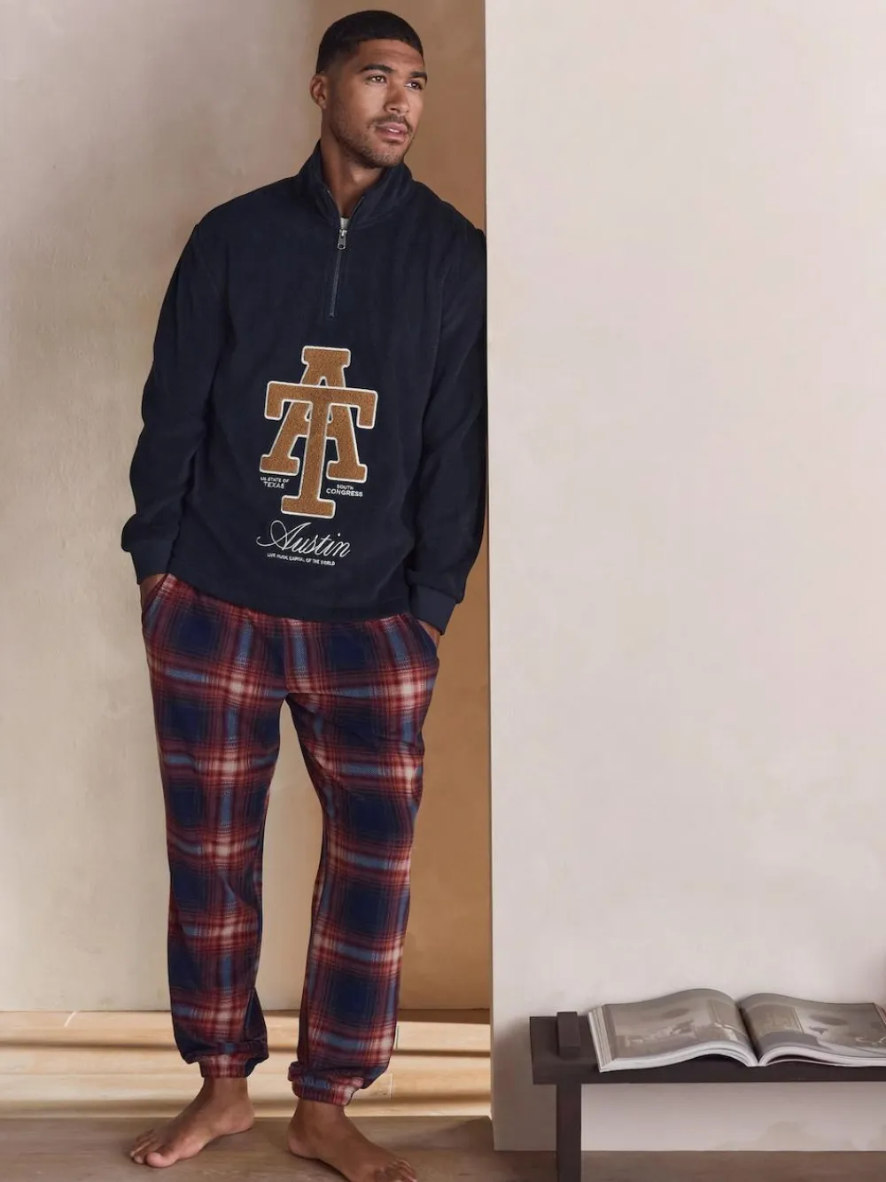 New Next Thermal Fleece Half Zip Navy Blue