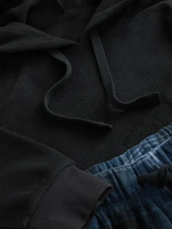 Next Navy Blue Thermal Fleece Bottoms Long Sleeve Hoodies Set^ Pyjamas