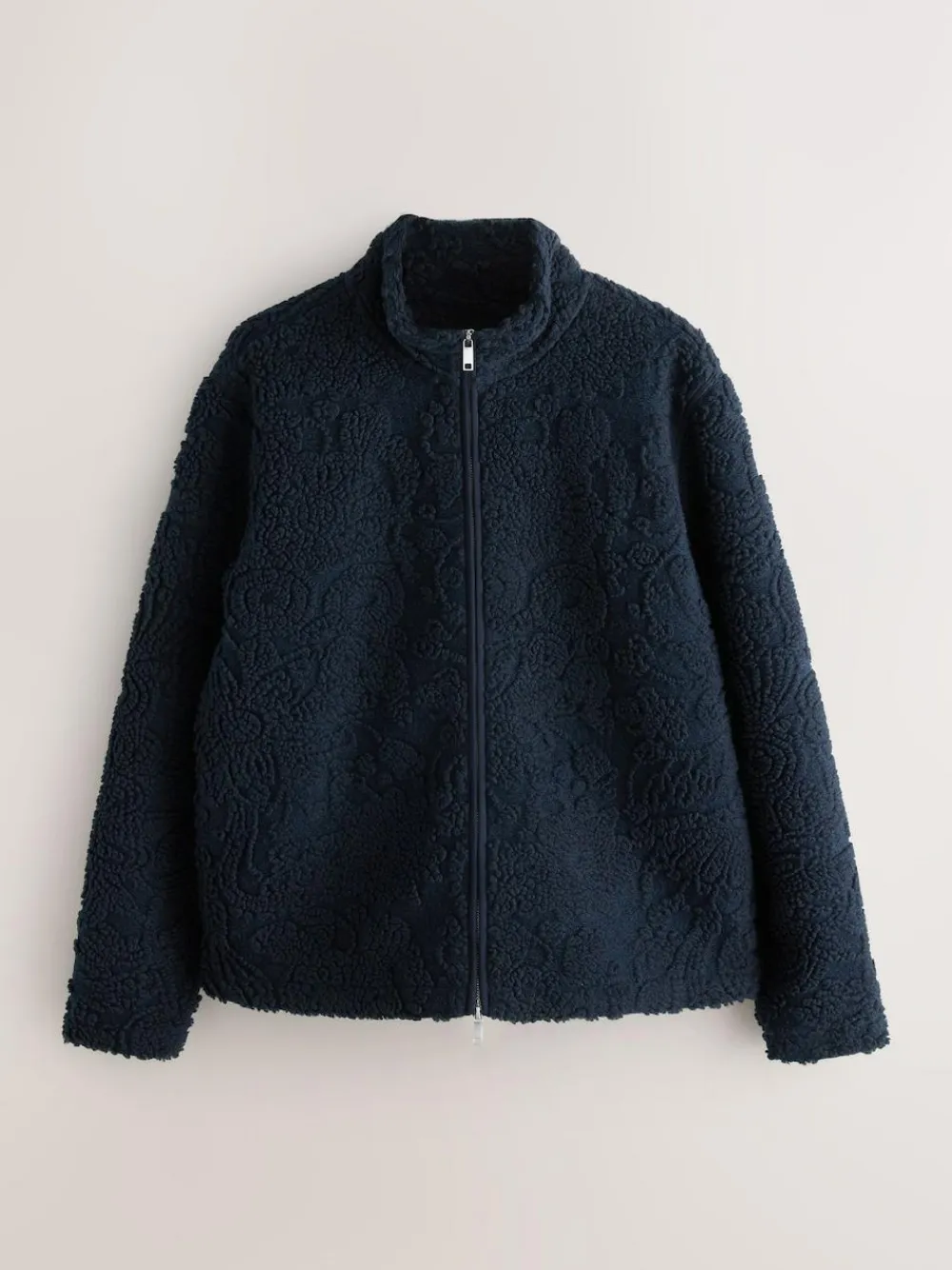 Hot Next Full Zip Funnel Neck Fleece Navy Blue Tufted