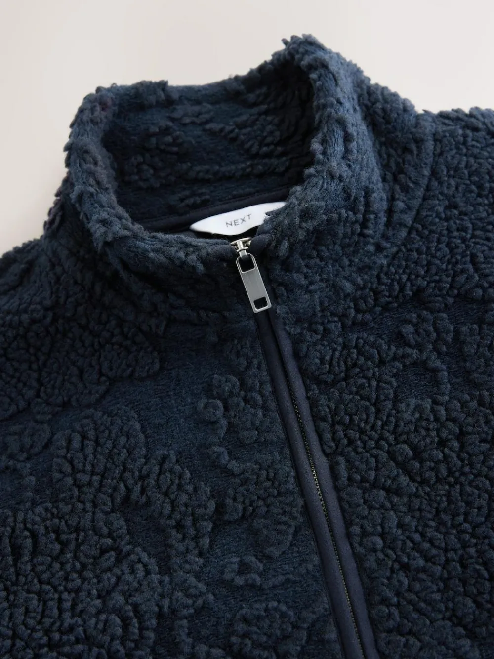 Hot Next Full Zip Funnel Neck Fleece Navy Blue Tufted