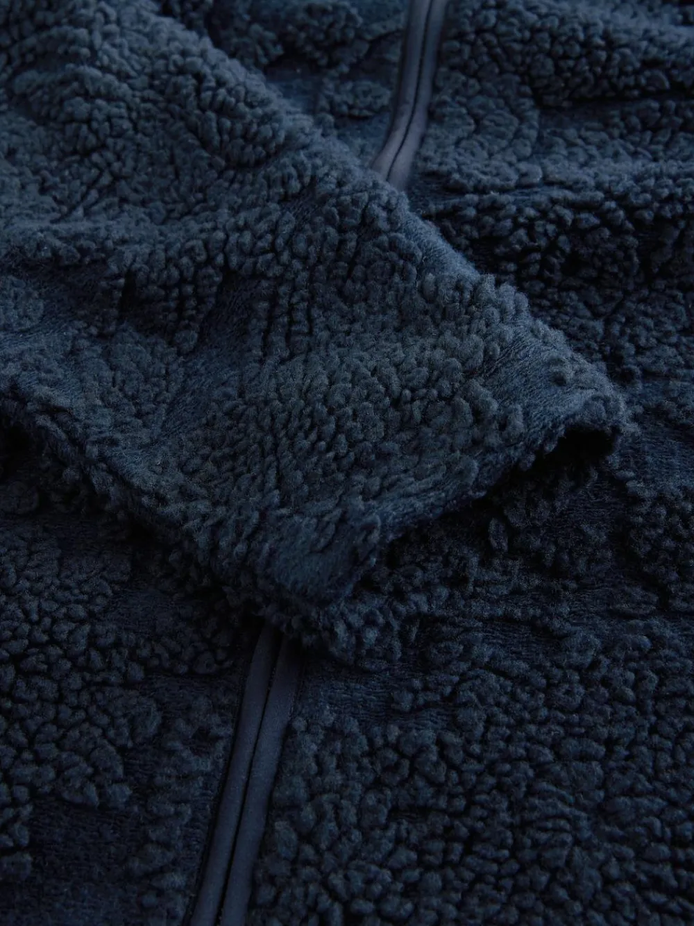 Hot Next Full Zip Funnel Neck Fleece Navy Blue Tufted