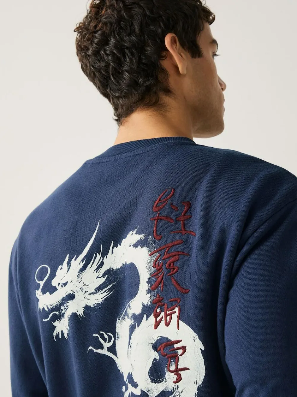 Discount Next Navy Blue Washed Graphic Print Crew Neck Sweatshirt