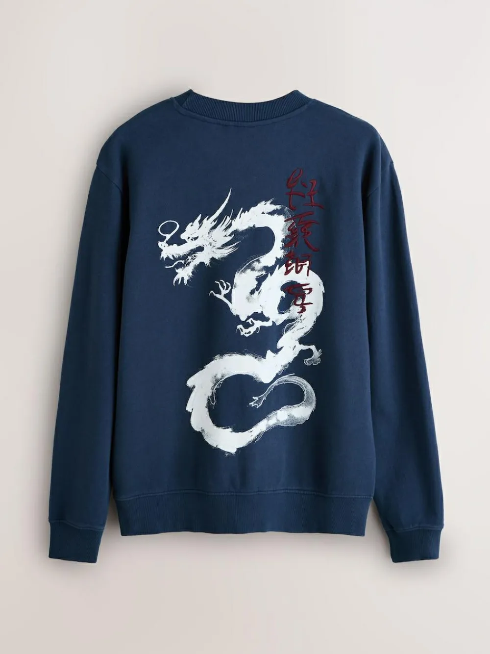 Discount Next Navy Blue Washed Graphic Print Crew Neck Sweatshirt