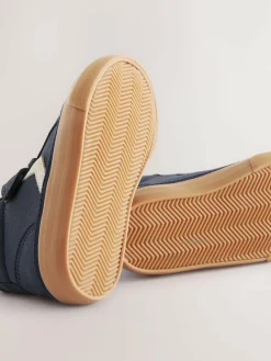 Hot Next Wide Fit (G) Elastic Lace Touch Fastening Chevron Boots Navy Blue