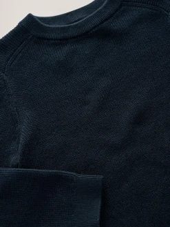 Next Navy Blue Without Stag Cotton Crew Neck Knitted Jumper (3-16yrs)^BOY Knitwear & Sweaters|Knitwear