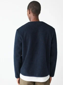 Sale Next Wool Look Fleece Cardigan Navy Blue