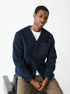 Sale Next Wool Look Fleece Cardigan Navy Blue