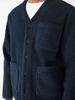 Sale Next Wool Look Fleece Cardigan Navy Blue