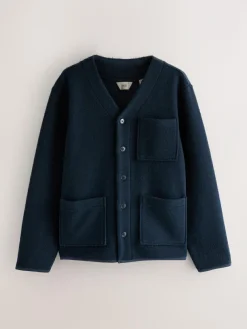 Sale Next Wool Look Fleece Cardigan Navy Blue