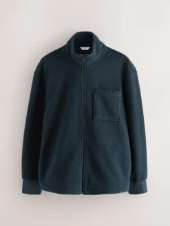 Outlet Next Zip Through Borg Fleece Navy Blue
