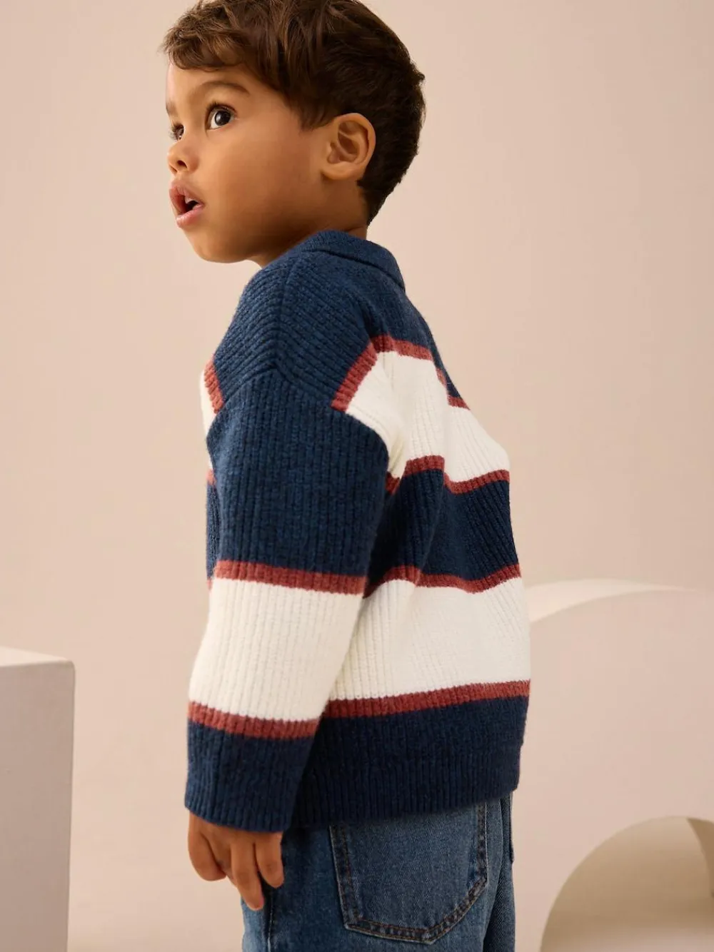 Next Knitted Stripe Rugby Polo Shirt (3mths-7yrs)^BOY Knitwear & Sweaters|Knitwear