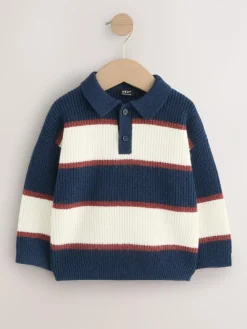 Next Knitted Stripe Rugby Polo Shirt (3mths-7yrs)^BOY Knitwear & Sweaters|Knitwear
