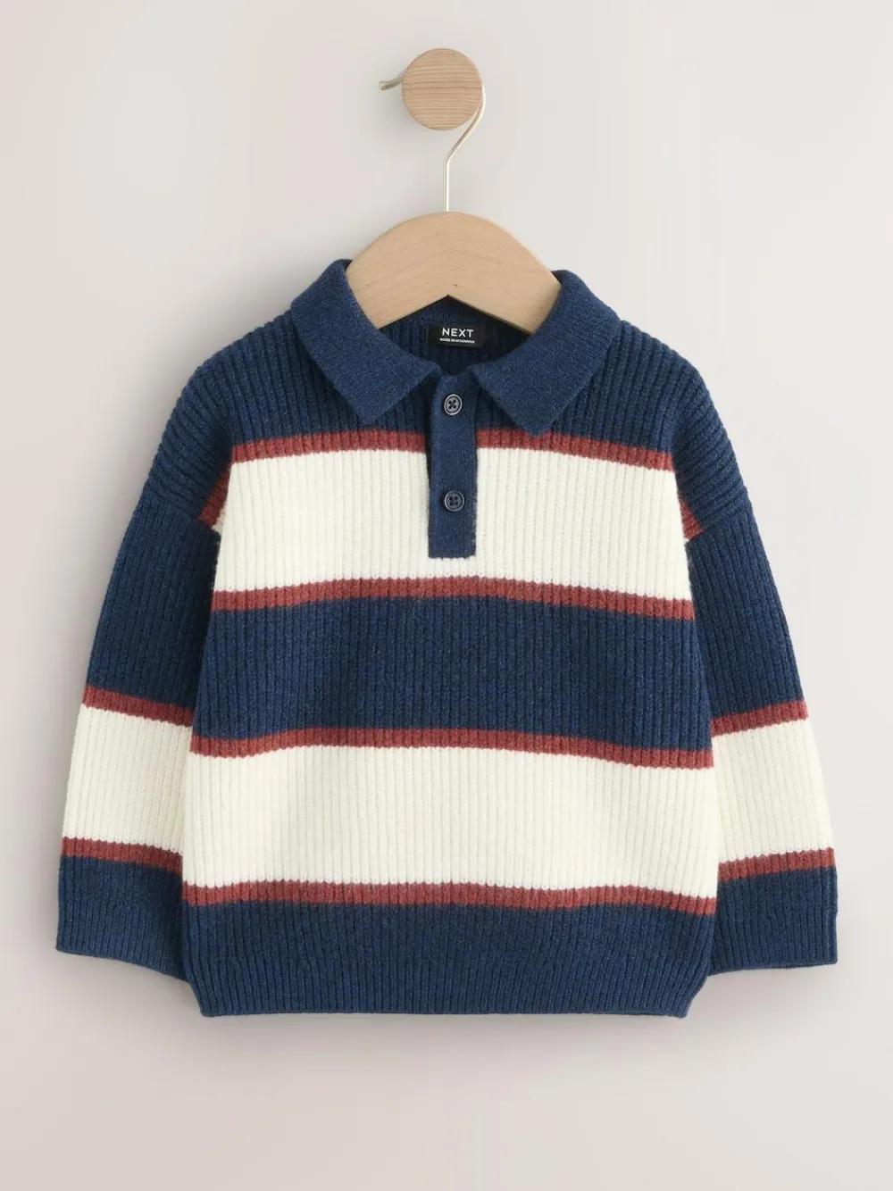 Next Knitted Stripe Rugby Polo Shirt (3mths-7yrs)^BOY Knitwear & Sweaters|Knitwear