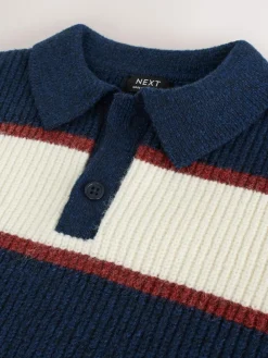 Next Knitted Stripe Rugby Polo Shirt (3mths-7yrs)^BOY Knitwear & Sweaters|Knitwear