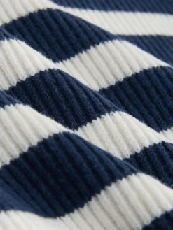 Clearance Next Knitted Quarter Zip Jumper (3mths-7yrs) Navy Blue/Ecru Stripe