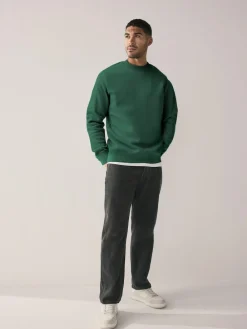 Clearance Next Cotton Rich Jersey Crew Sweatshirts 2 Pack Navy Blue/Green